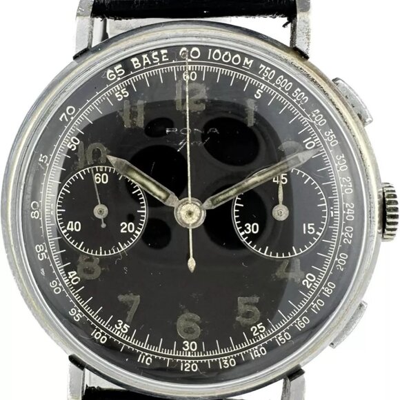 Vintage Rona Sport Military WW2 Men's Chronograph Wristwatch Angelus 215 Runs - Picture 1 of 7